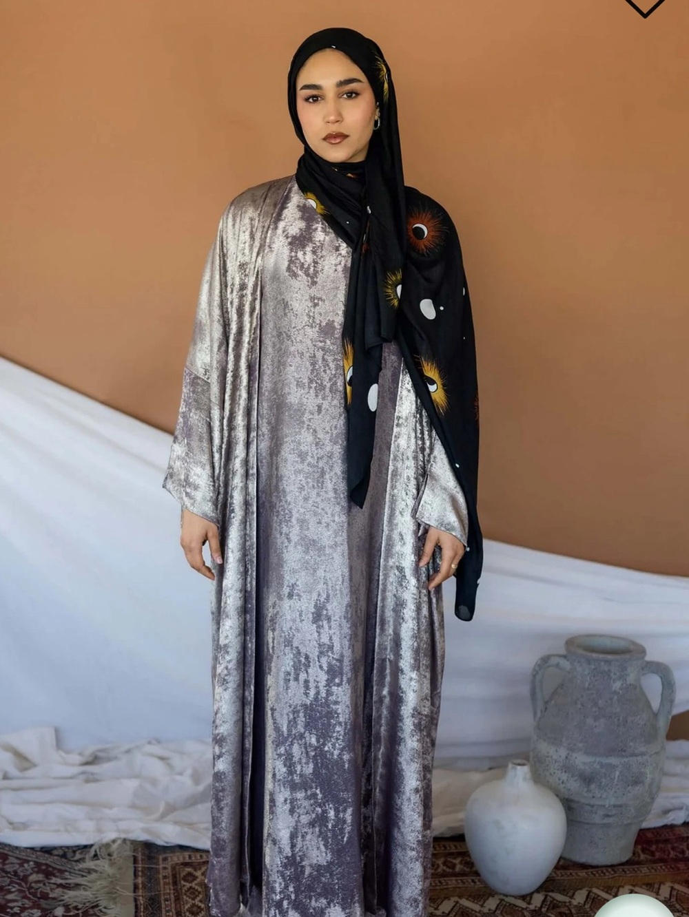 Vela Metallic Gold Abaya 2-Piece Set